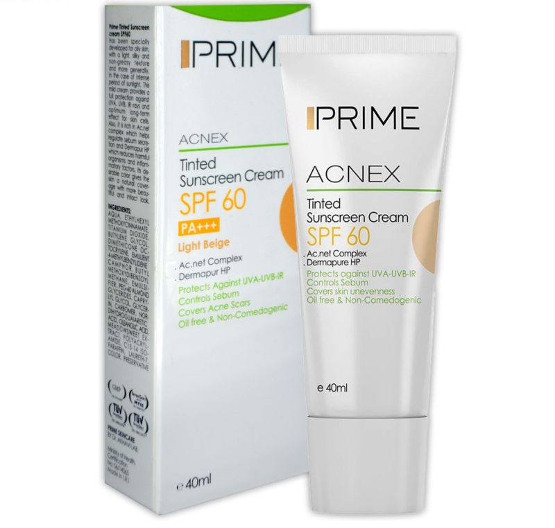 کرم ضد آفتاب رنگی spf 60 پوست مختلط تا چرب پریم