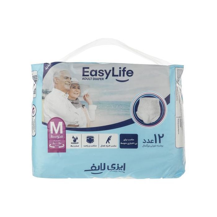 پوشک بزرگسال شورتی سایز مدیوم ۱۲ عددی ایزی لایف 