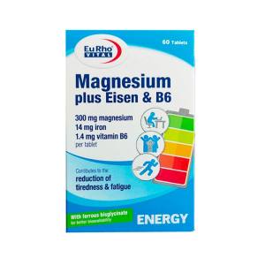 قرص منیزیم پلاس آیزن و ب6 یوروویتال 60 عددی