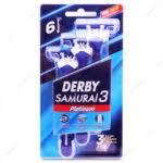 خود تراش سه لبه دربی مدل Samurai 3 پلاتینیوم بسته 6 عددی