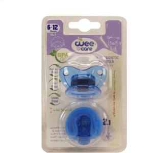 پستانک ارتودنسی وی کر به همراه بند سیلیکونی سایز 6تا12 ماه (Wee Care-P151) صورتی