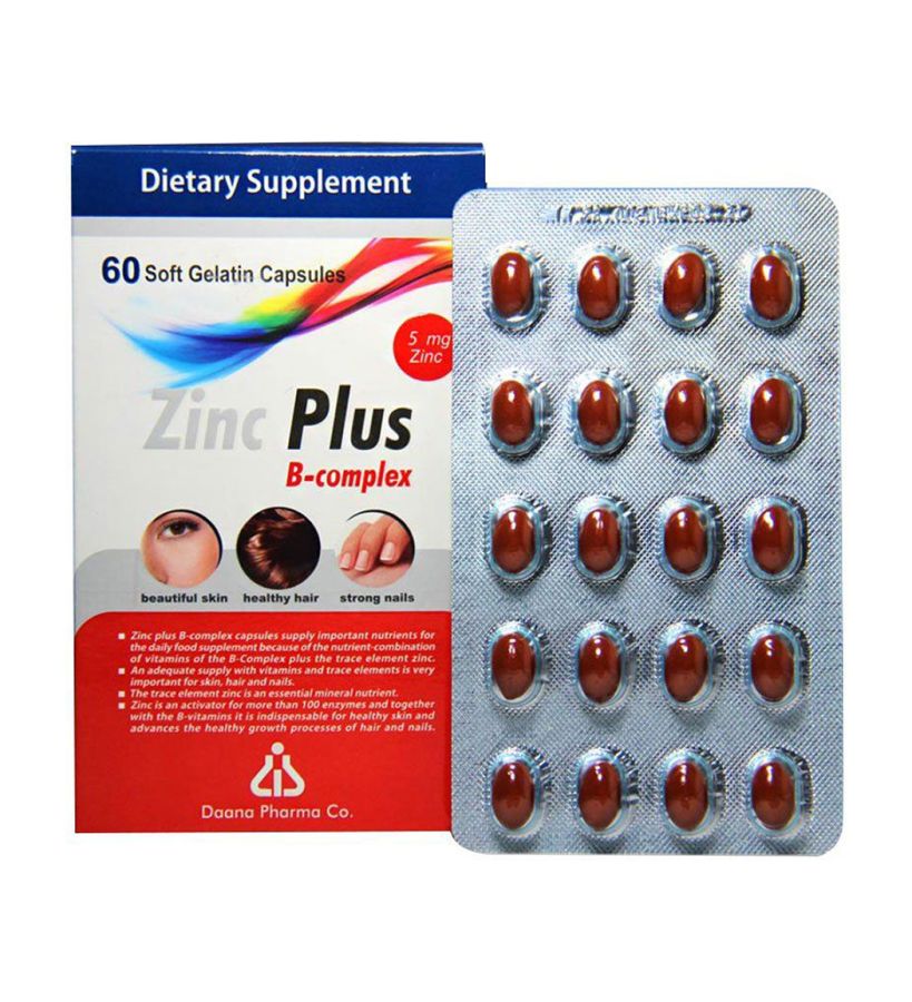 کپسول زینک پلاس ب کمپلکس دانا 5 میلی گرم 60 عددی