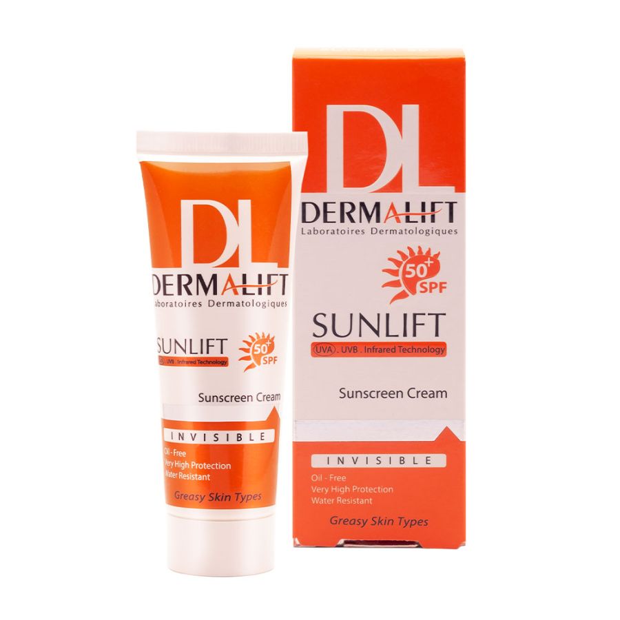کرم ضدآفتاب غیررنگی SPF 50 مناسب پوست چرب درمالیفت